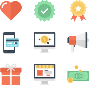 Online Shopping Elements Vector PNG Image