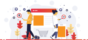 Online Shopping Experience Illustration PNG image with transparent background