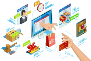 Online Shopping Process Illustration PNG image with transparent background