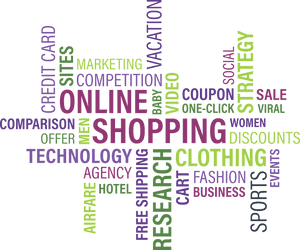 Online Shopping Word Cloud PNG image with transparent background