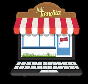 Online Storefront Laptop Illustration PNG image with transparent background