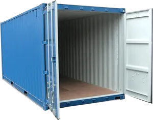 Open Blue Shipping Container PNG Image