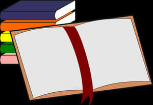 Open Bookand Stackof Books PNG image with transparent background