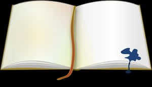 Open Bookwith Bookmarkand Inkblot PNG image with transparent background