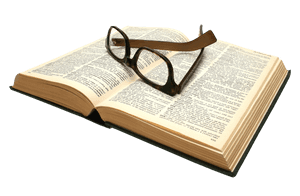 Open Bookwith Glasses PNG image with transparent background