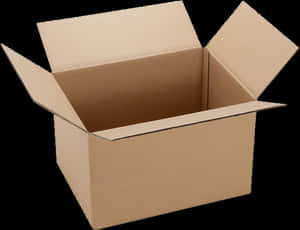 Open Cardboard Box Black Background PNG with transparent background