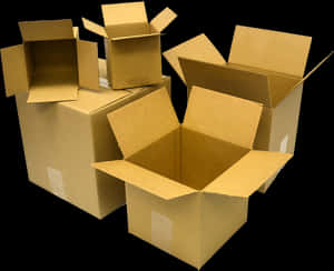 Open Cardboard Boxes Cluster PNG with transparent background