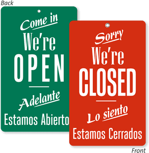 Open Closed Sign Bilingual PNG