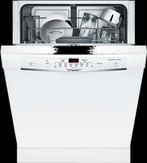 Open Dishwasherwith Dishes PNG image with transparent background