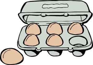 Open Egg Carton With One Egg Missing PNG Image