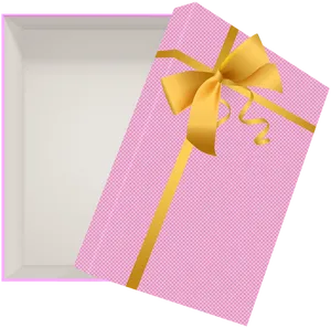 Open Gift Box With Pink Wrapping PNG Image