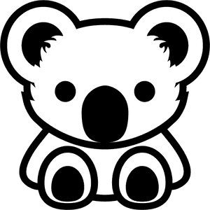 Open - Koala Bear Black And White PNG image with transparent background