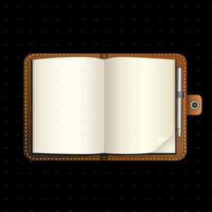 Open Leather Notebookwith Pen PNG image with transparent background