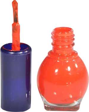 Open Orange Nail Polish Bottle PNG Image