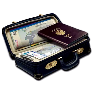 Open Suitcase With Passport Png Sta PNG Image