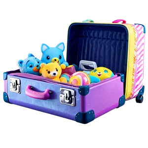 Open Suitcase With Toys Png Edv41 PNG Image