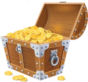 Open Treasure Chest Fullof Gold Coins.png PNG Image