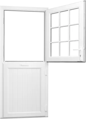 Open White Doorwith Window PNG Image