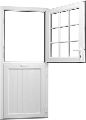 Open White Half Doorwith Window PNG Image