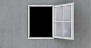Open Window Against Gray Wall PNG with transparent background