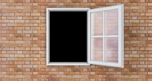 Open Window Brick Wall PNG with transparent background