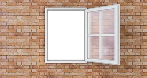 Open Window Brick Wall PNG Image