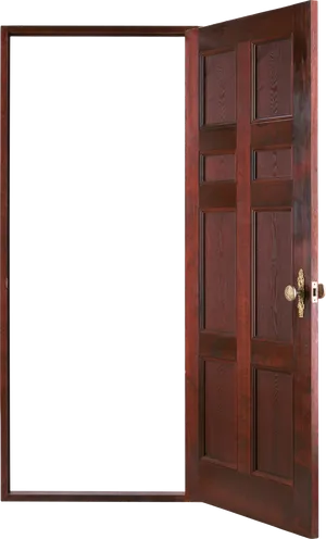 Open Wooden Panel Door PNG Image