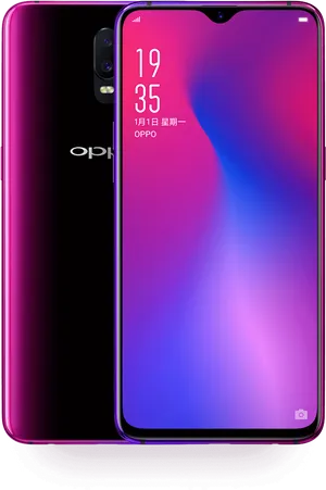 Oppo Smartphone Pink Gradient Display PNG Image