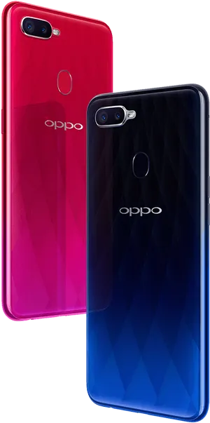 Oppo Smartphones Redand Blue Back View PNG Image