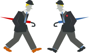 Opposing Detectives Vector Art PNG Image