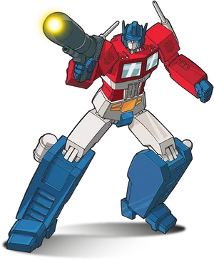 Optimus Prime Action Pose PNG Image