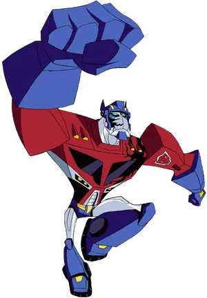 Optimus Prime Action Pose PNG Image