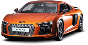 Orange Audi R8 Sports Car PNG with transparent background