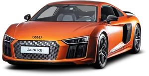 Orange Audi R8 Sports Car PNG Image