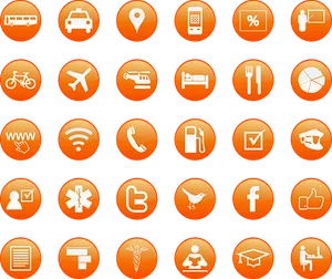 Orange Background Service Icons PNG Image