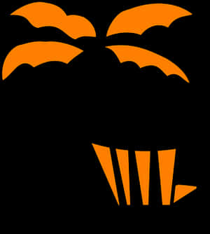 Orange Black Abstract Sunset Design PNG image with transparent background