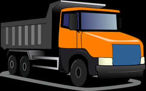 Orange Black Dump Truck Illustration PNG image with transparent background