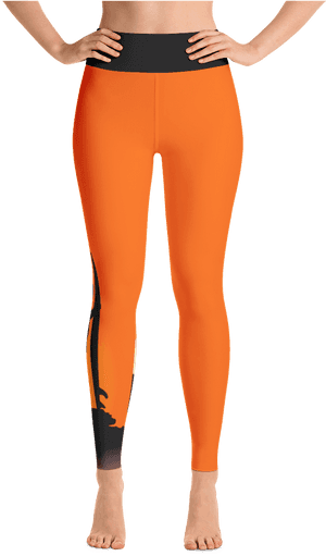 Orange Black Sports Leggings PNG image with transparent background