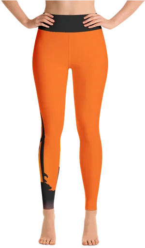 Orange Black Sports Leggings PNG Image