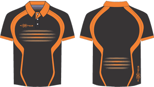 Orange Black Sports Polo Shirt Design PNG image with transparent background