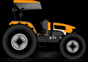 Orange Black Tractor Graphic PNG image with transparent background