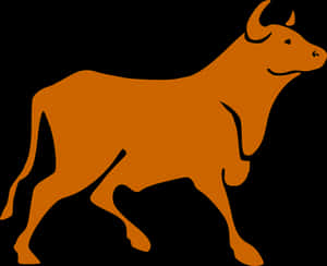 Orange Bull Silhouette PNG image with transparent background