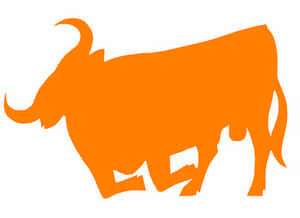 Orange Bull Silhouette PNG image with transparent background