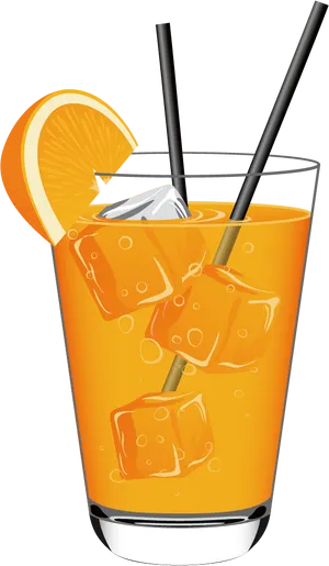 Orange Cocktail Glass Illustration PNG Image