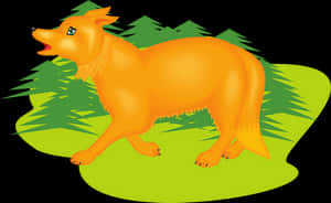 Orange Creature Forest Illustration PNG image with transparent background