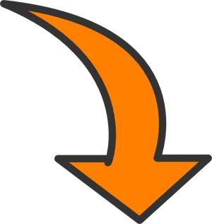 Orange Downward Arrow Graphic PNG Image