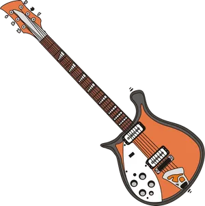 Orange Electric Guitar Illustration PNG Image