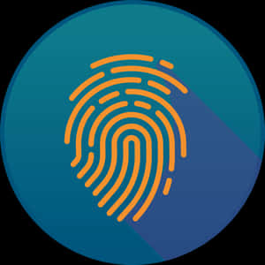 Orange Fingerprint Icon Dark Background PNG image with transparent background