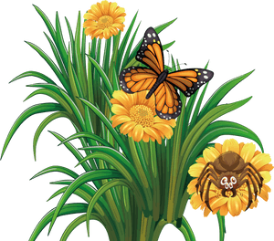 Monarch Butterfly Flower, HD Png Download PNG