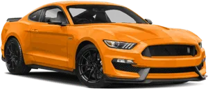 Orange Ford Mustang G T Side View PNG Image